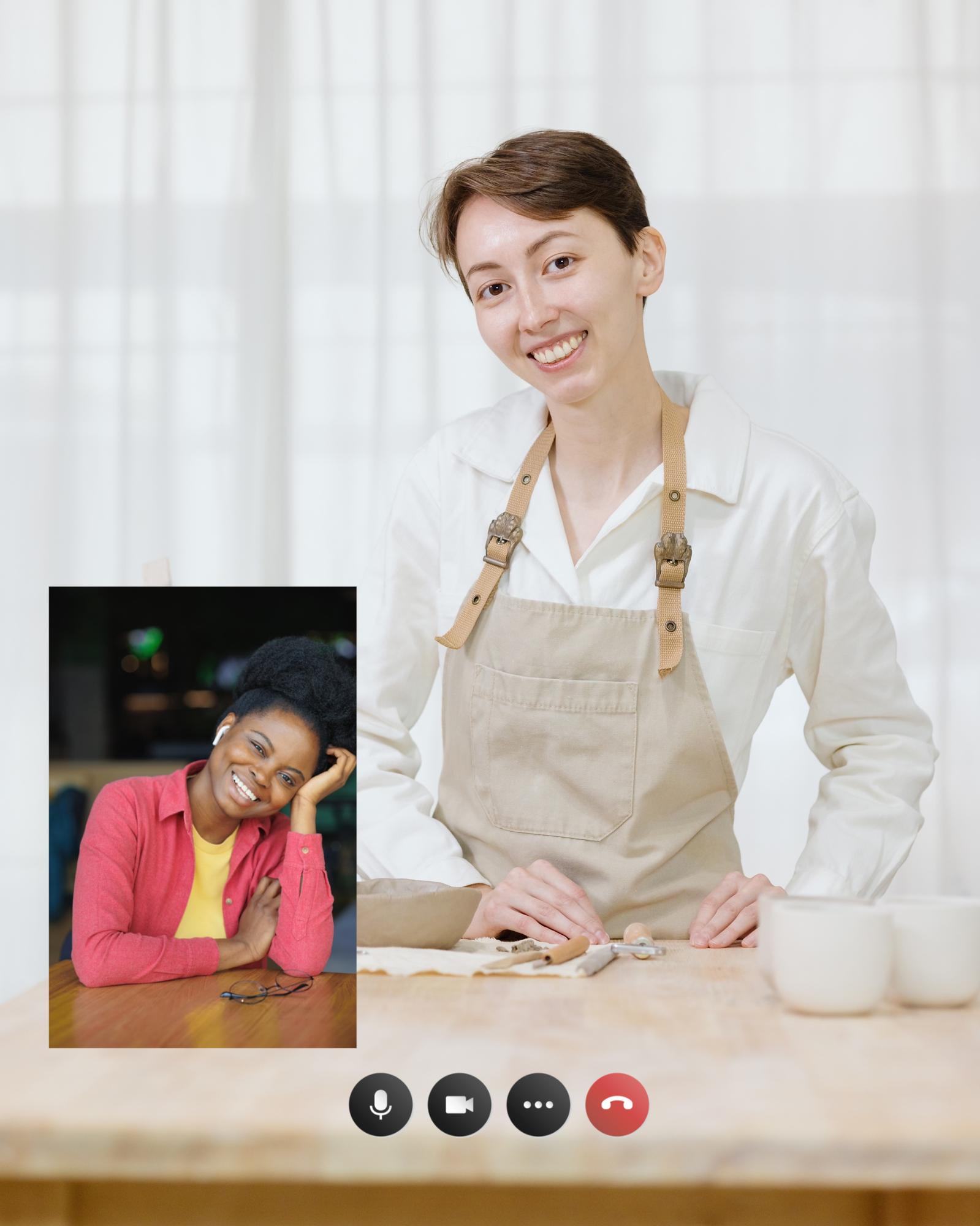 Scena di consulenza online con chef e studente